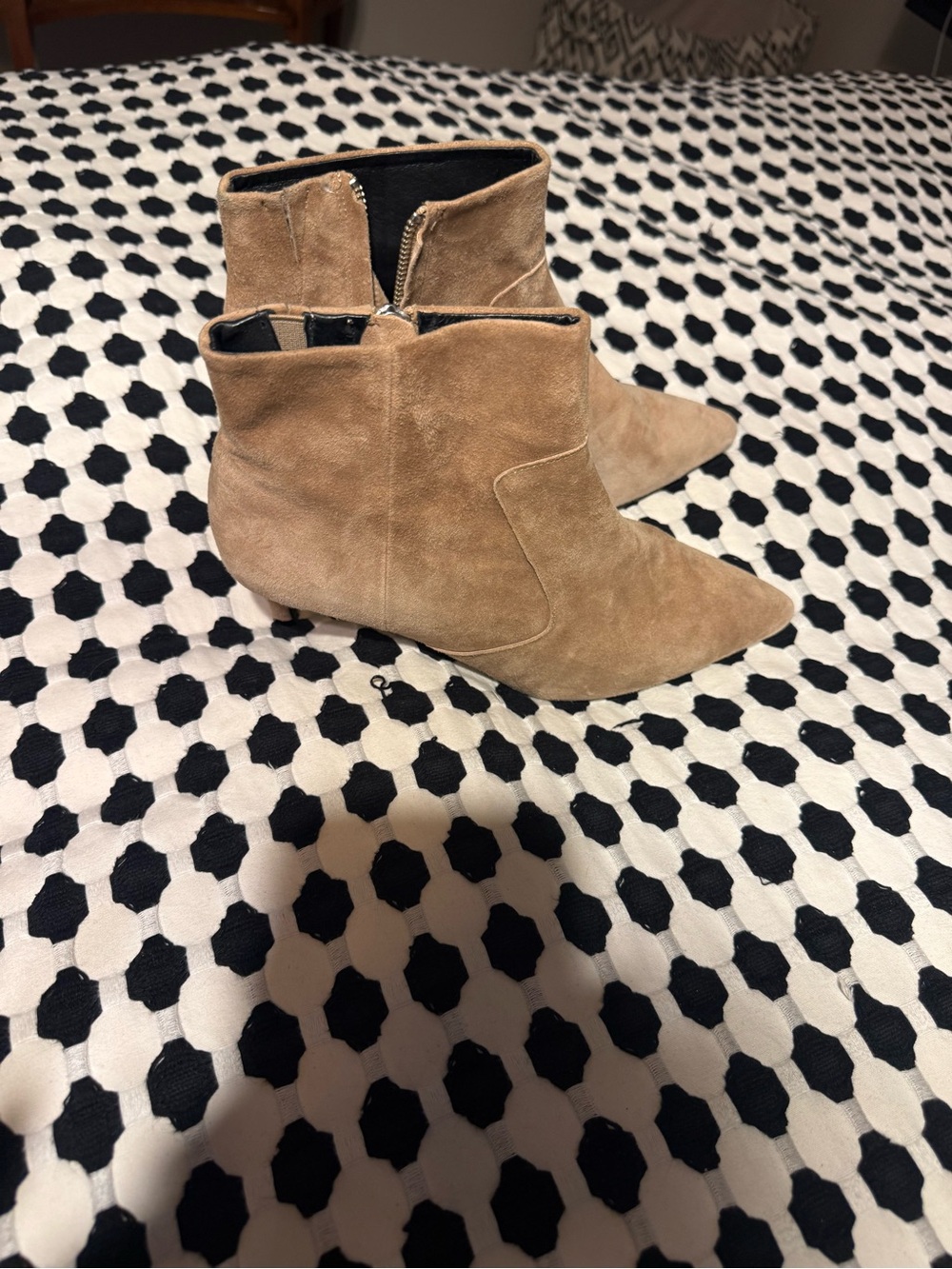 Sol Sana Tan Suede Pointed Ankle Booties